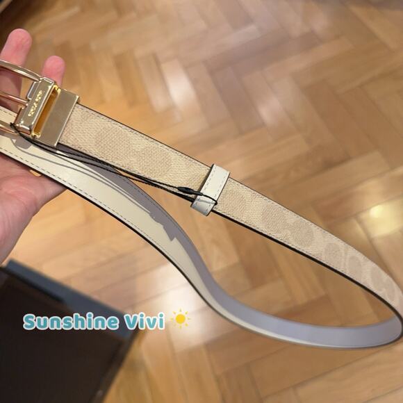 NWT Coach Classic Buckle Cut To Size Reversible Belt 25Mm Sand/Chalk CX057